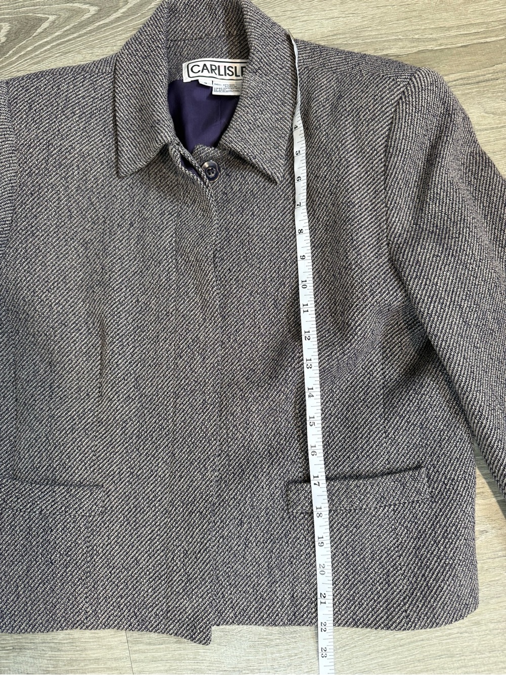 Vintage Carlisle Wool Blend Grey Tweed Two-Piece Blazer & Midi Pencil Skirt Suit - Picture 8 of 12